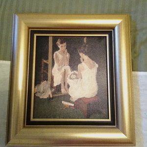 Framed Canvas: Norman Rockwell's Girl at Mirror